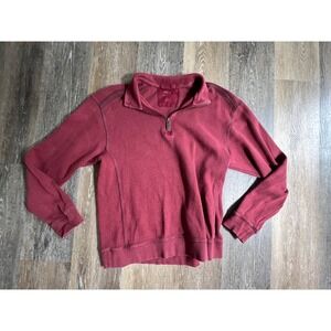 Bob Timberlake Quarter Zip Pullover Mens Medium Red‎ Maroon Ribbed Trim Casual
